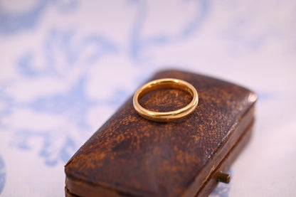 Antique 1932 Birmingham Assayed Wedding Band, 22ct Solid Yellow Gold Band 3mm, D Shape Comfort Band, Old Gold England, Art Deco Era Jewelry.