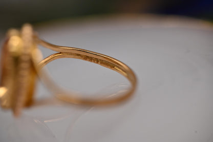 Glamorous Mid-Century 50's Vintage 14ct Yellow Gold Citrine Dress Ring - Statement Ring - estate jewellery