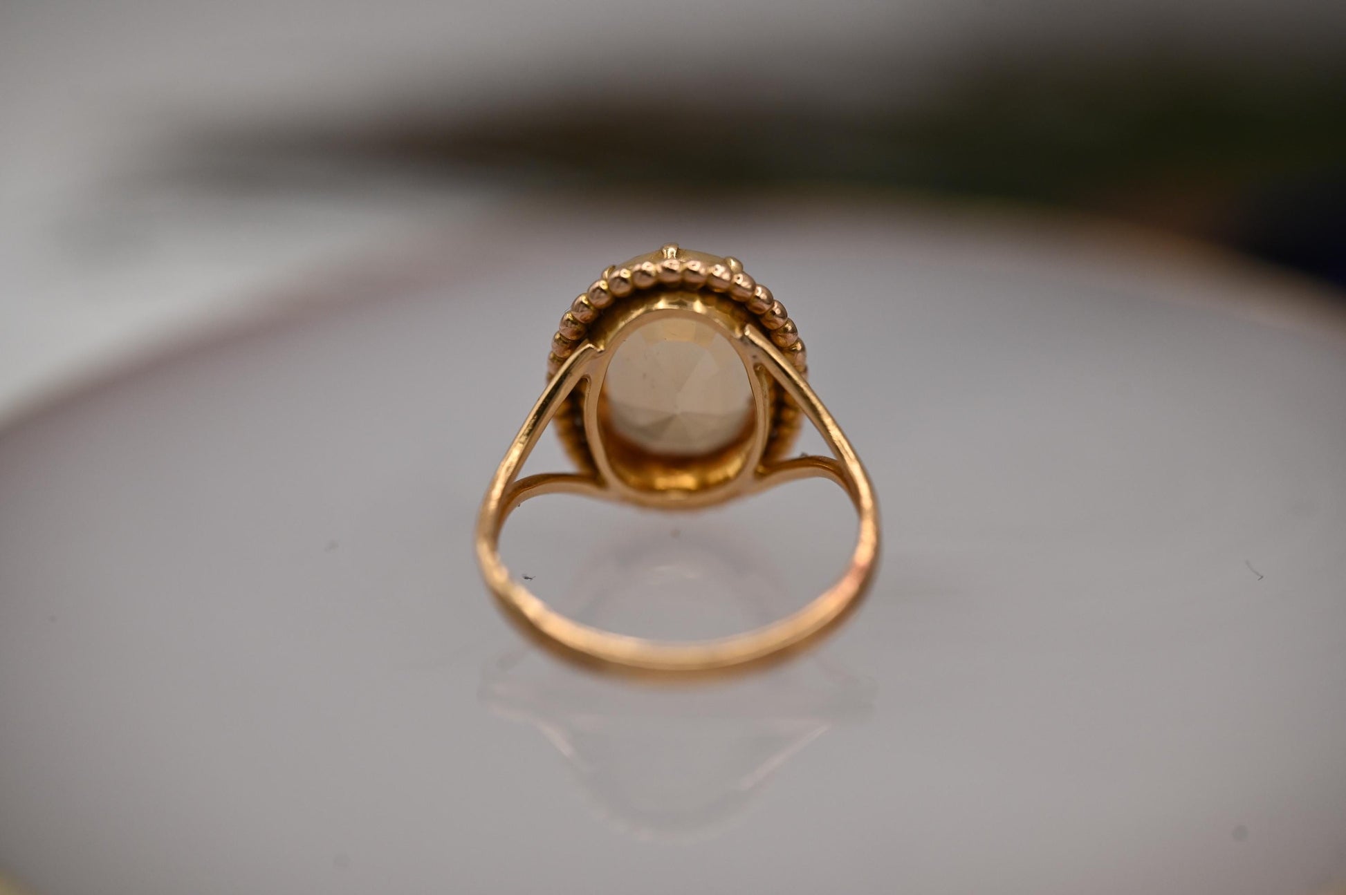 Glamorous Mid-Century 50's Vintage 14ct Yellow Gold Citrine Dress Ring - Statement Ring - estate jewellery