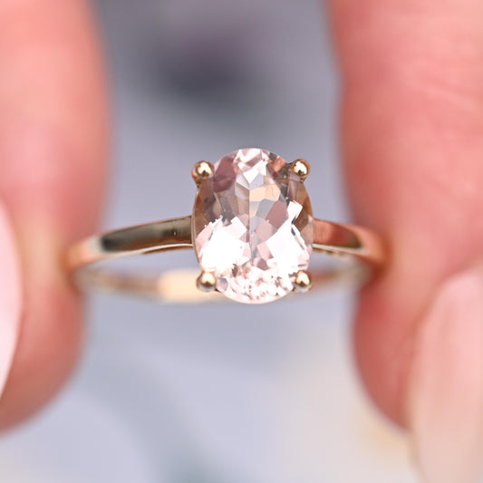 Beautiful Rose Quartz Engagement Solitaire, Pink Dress Ring in 9ct Gold, Cushion Cut Rose Quartz 1.5CT Ring, Pretty Pink Jewellery