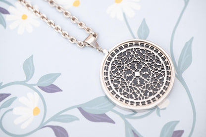 Vintage Silver Medallion Necklace, Chunky Filigree Silver Onyx Retro Necklace, 24" Chunky Chain, 80s London Made Silver Jewelry, Rare Find.