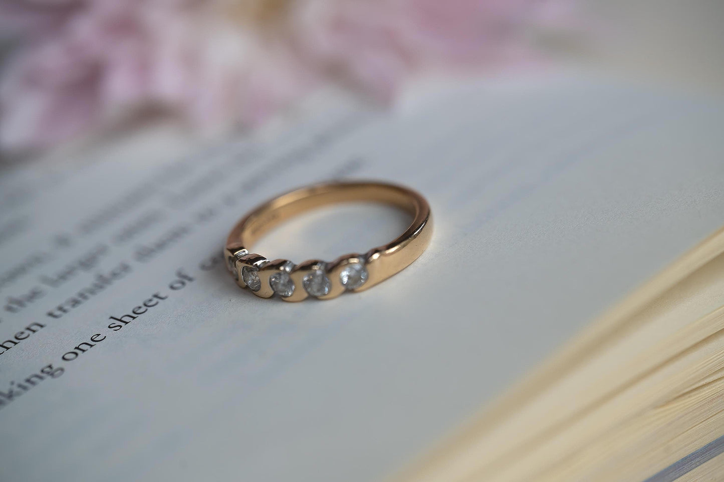 Vintage English 'Forever' Brilliant Cut Diamond Ring 0.50 ct on 9ct Solid Gold Half Eternity / Stacking Ring