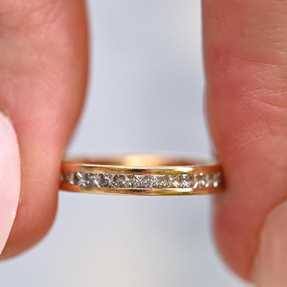 rare find- Renowned Fine Bridal Jewellery by Domino England Full Band Eternity with Princess Cut Brilliant Diamonds with 1.225 ct made with lush 18ct yellow gold - a perfect sophisticated diamond ring