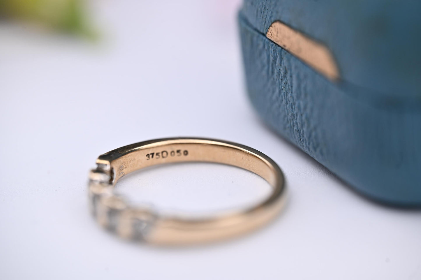 Vintage English 'Forever' Brilliant Cut Diamond Ring 0.50 ct on 9ct Solid Gold Half Eternity / Stacking Ring
