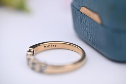Vintage English 'Forever' Brilliant Cut Diamond Ring 0.50 ct on 9ct Solid Gold Half Eternity / Stacking Ring