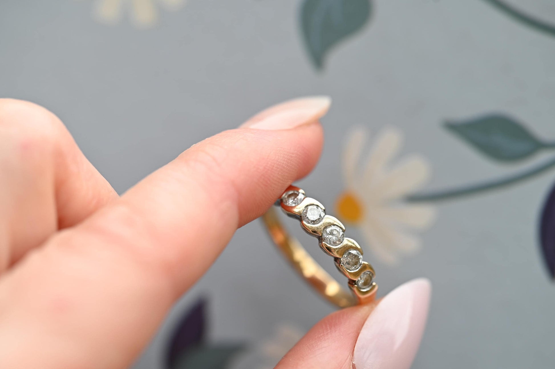 Vintage English 'Forever' Brilliant Cut Diamond Ring 0.50 ct on 9ct Solid Gold Half Eternity / Stacking Ring