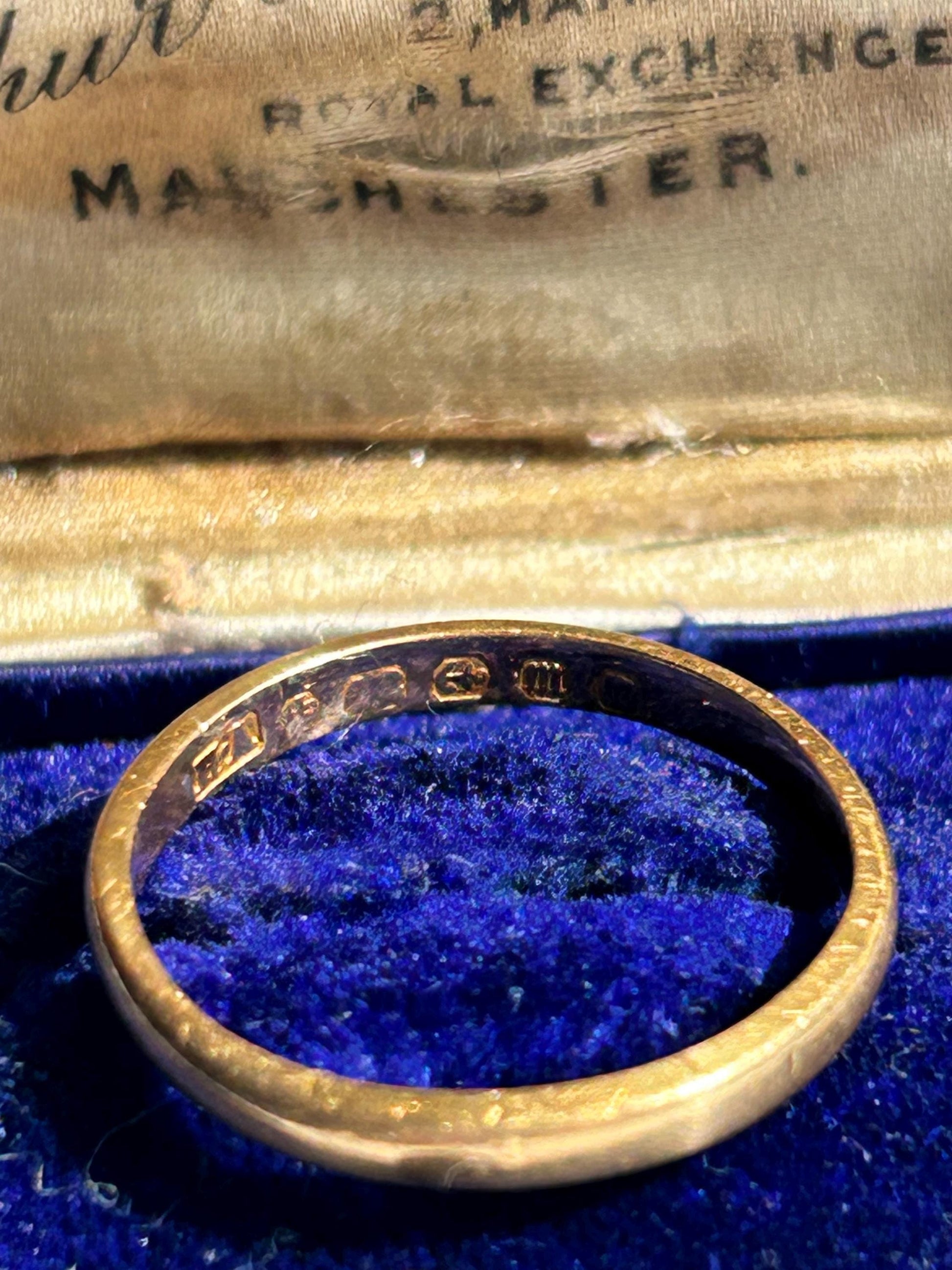 Antique 22ct Gold Wedding Band: Birmingham 1886 Victorian Ring, Size 6, beautiful old gold slim band ring, English hallmarked jewelry