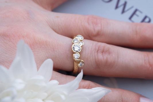 Vintage Handmade 18ct Gold Diamond Eternity Ring, 1CT 1970s Stacking Jewelry