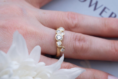 Stunning Vintage Handmade 18ct Solid Gold Eternity Diamond Ring, Unique Artisan 1CT Diamond Jewellery, 70s Statement Heirloom Jewelry - Rare