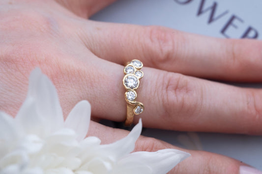 Stunning Vintage Handmade 18ct Solid Gold Eternity Diamond Ring, Unique Artisan 1CT Diamond Jewellery, 70s Statement Heirloom Jewelry - Rare