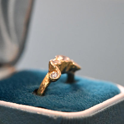 Stunning Vintage Handmade 18ct Solid Gold Eternity Diamond Ring, Unique Artisan 1CT Diamond Jewellery, 70s Statement Heirloom Jewelry - Rare