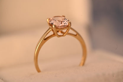 Beautiful Rose Quartz Engagement Solitaire, Pink Dress Ring in 9ct Gold, Cushion Cut Rose Quartz 1.5CT Ring, Pretty Pink Jewellery