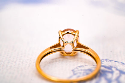 Beautiful Rose Quartz Engagement Solitaire, Pink Dress Ring in 9ct Gold, Cushion Cut Rose Quartz 1.5CT Ring, Pretty Pink Jewellery