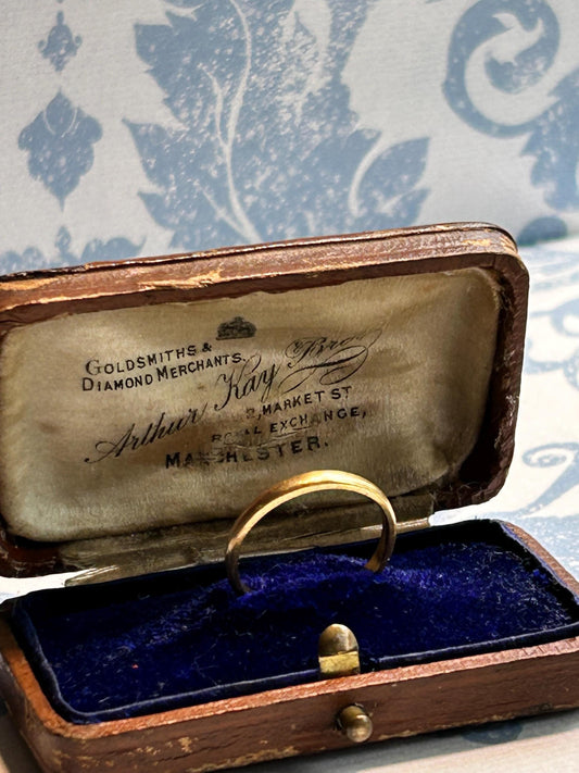 Antique 22ct Gold Wedding Band: Birmingham 1886 Victorian Ring, Size 6, beautiful old gold slim band ring, English hallmarked jewelry