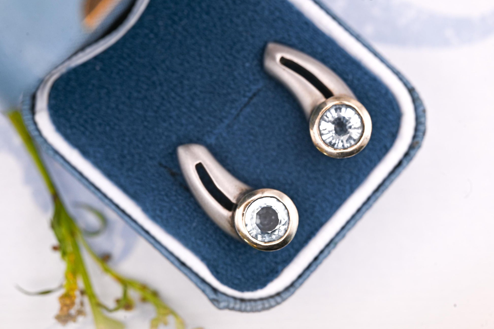 Vintage Aquamarine Sterling Silver Earrings, 9ct Gold and Silver Jewellery, Blue Stud Earrings, Unusual Jewelry, Statement Earrings.