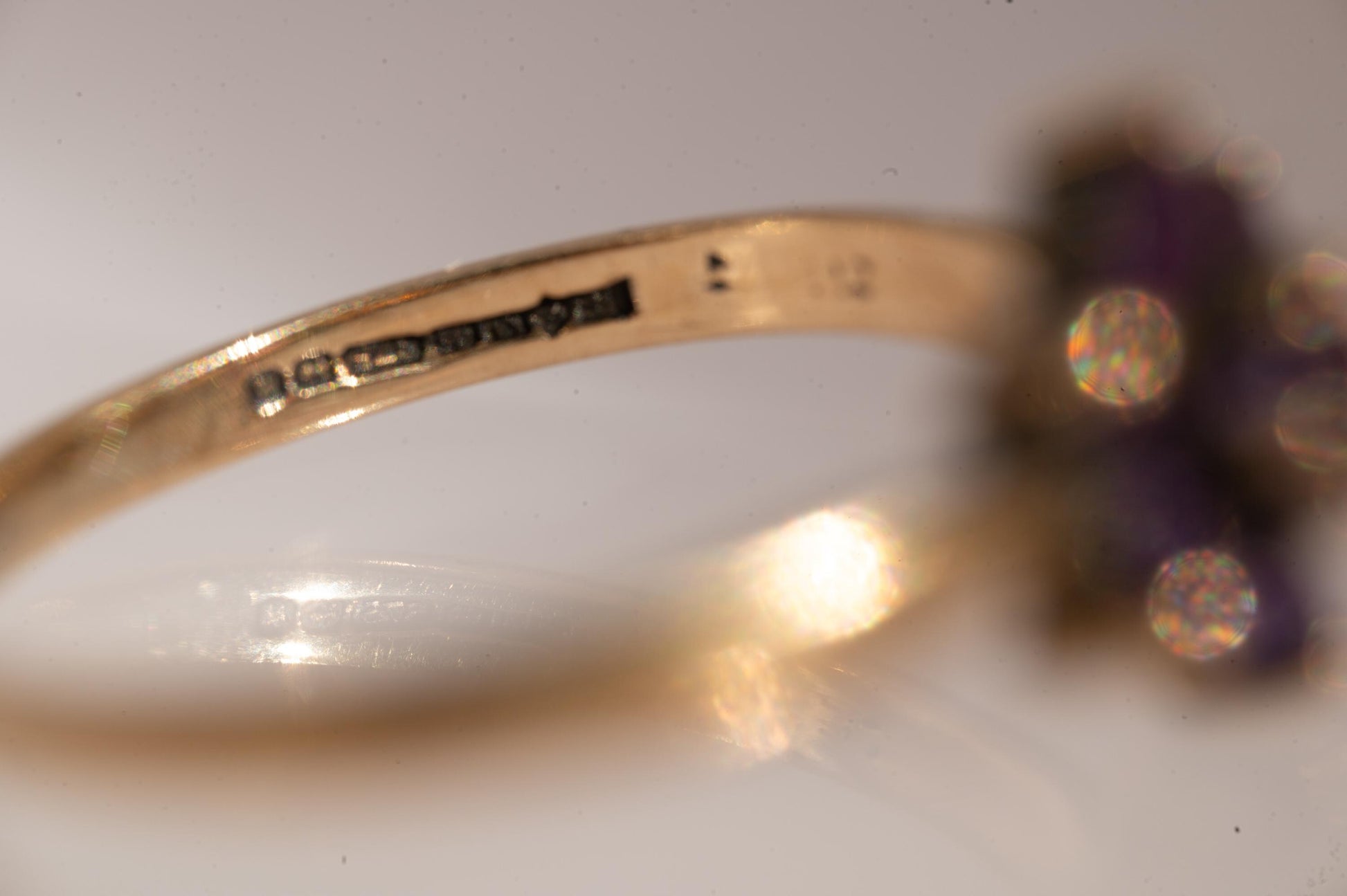Vintage 9ct Gold Amethyst Forget-Me-Not Romantic Ring. Pretty Floral Jewellery Purple - February Birthstone, Ring Size UK I / US: 4.5