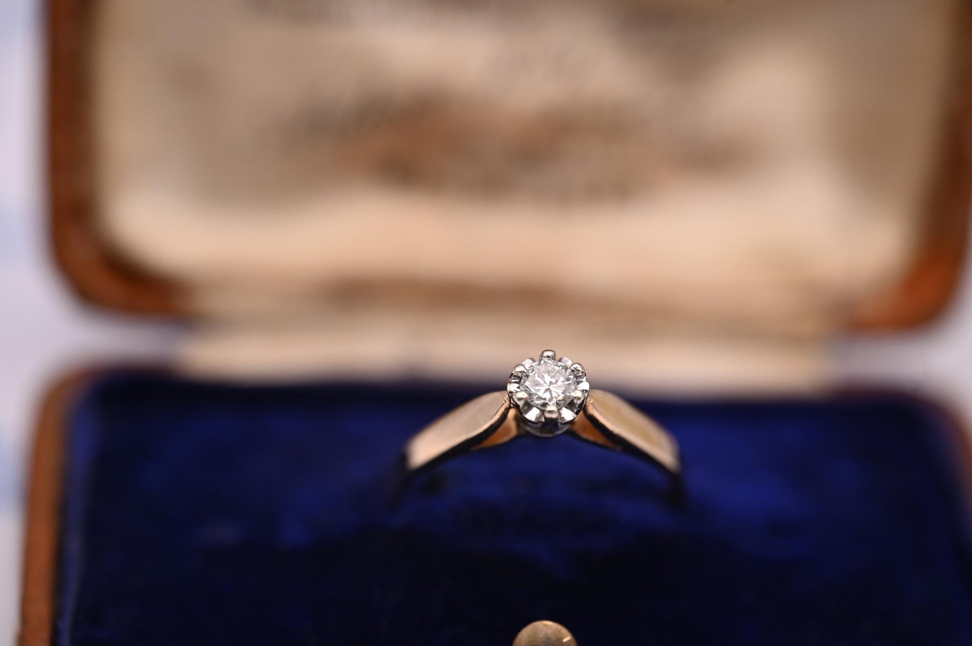 Vintage 9ct Yellow Gold Classic Solitaire Engagement Promise ring with Natural Diamond, 0.15ct Solitaire, England Assayed UK M US 6.5