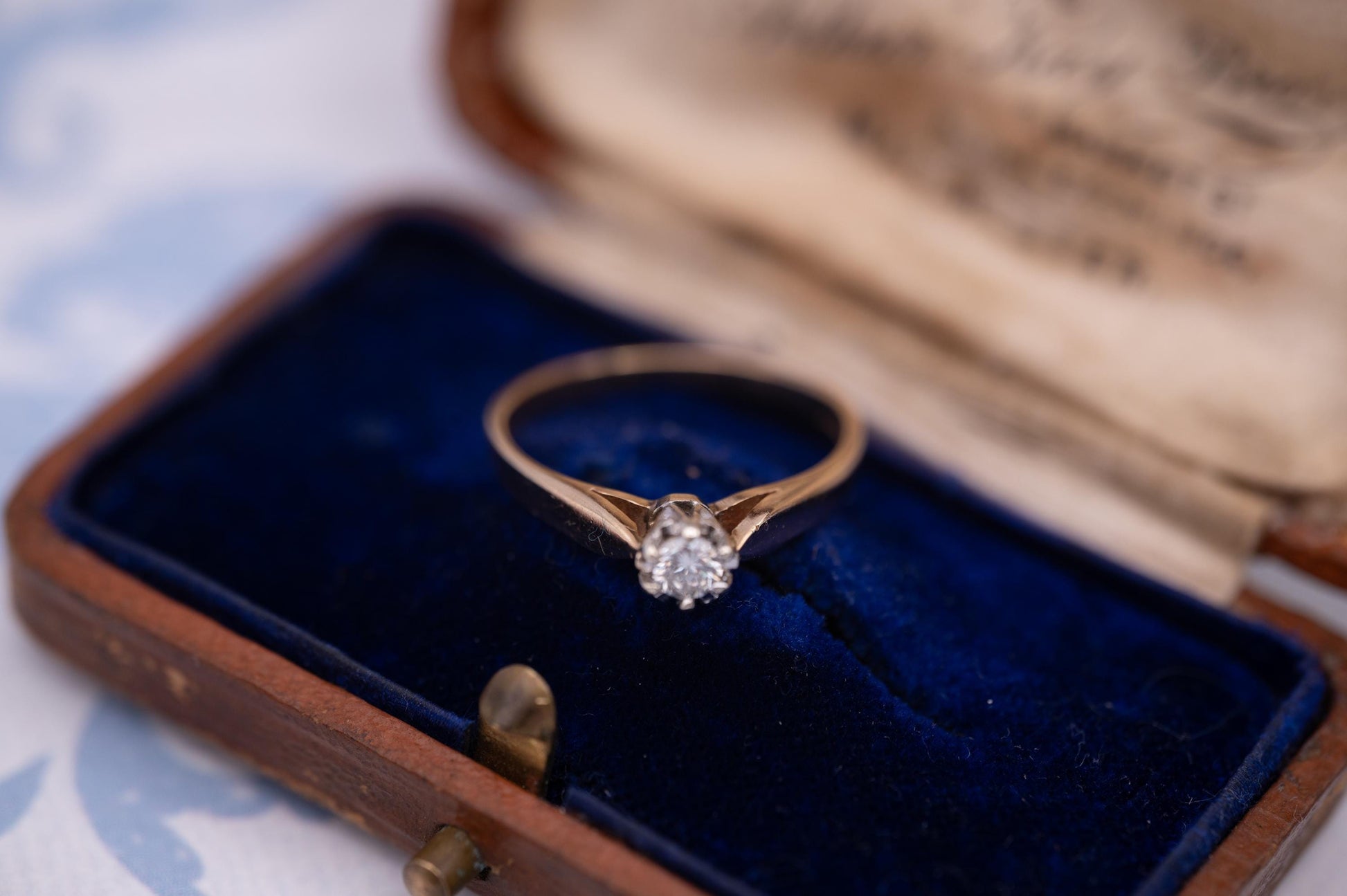 Vintage 9ct Yellow Gold Classic Solitaire Engagement Promise ring with Natural Diamond, 0.15ct Solitaire, England Assayed UK M US 6.5