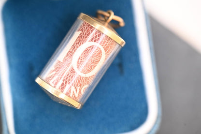 Mid-Century Vintage '10 Shillings' Charm 9ct, Gold Money Charm Pendant: British Hallmarked Gift, Retro 1960s Jewellery 'Emergency' money