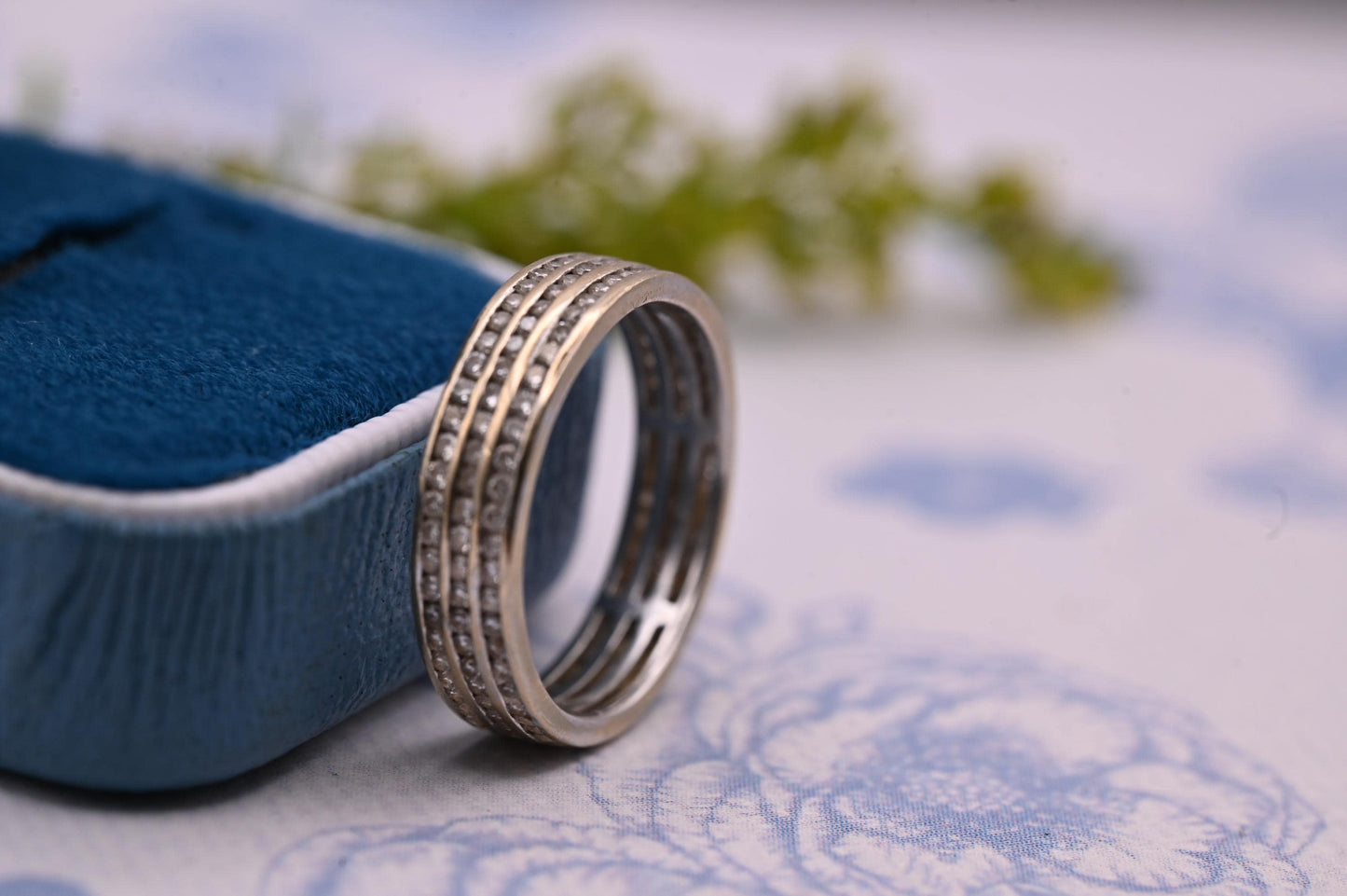 Vintage 18ct 750 Eternity Ring - Pave Real Diamonds White Gold Full Eternity Band / Stacking Ring, Unusual Wedding Band Size O / 7.5