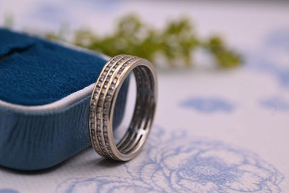 Vintage 18ct 750 Eternity Ring - Pave Real Diamonds White Gold Full Eternity Band / Stacking Ring, Unusual Wedding Band Size O / 7.5