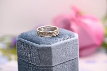 Vintage 18ct 750 Eternity Ring - Pave Real Diamonds White Gold Full Eternity Band / Stacking Ring, Unusual Wedding Band Size O / 7.5