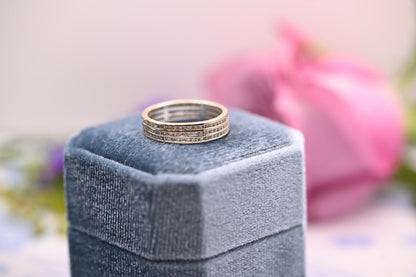 Vintage 18ct 750 Eternity Ring - Pave Real Diamonds White Gold Full Eternity Band / Stacking Ring, Unusual Wedding Band Size O / 7.5