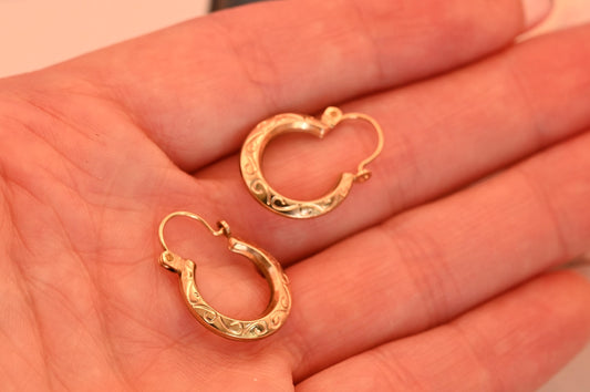 Vintage 9ct Gold Hoop Creole earrings | Simple Gold Hoops Minimalist Jewelry 9k