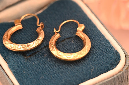 Vintage 9ct Gold Hoop Creole earrings | Simple Gold Hoops Minimalist Jewelry 9k