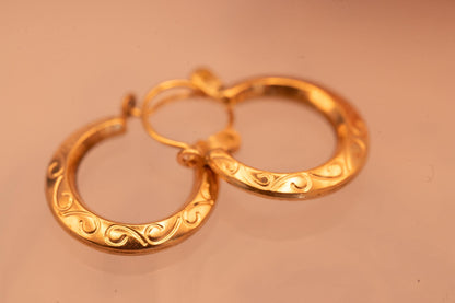 Vintage 9ct Gold Hoop Creole earrings | Simple Gold Hoops Minimalist Jewelry 9k