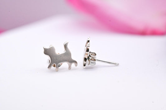Cute Cat Stud Earrings Sterling Silver | Cute Kitty Earrings | Minimalist Cat Jewelry | Gift for Cat Lovers | Silver Cat Earrings for Women