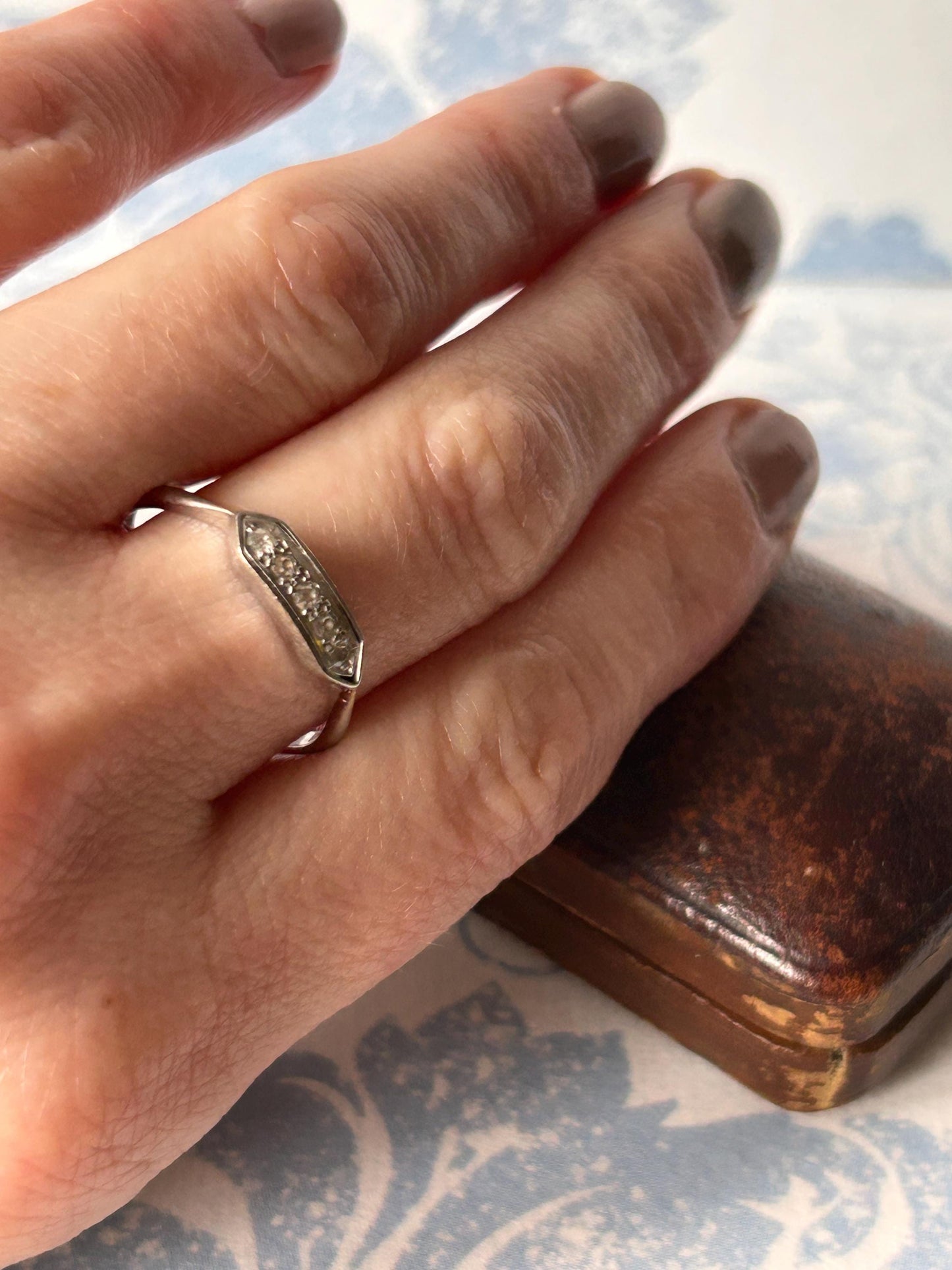 Genuine Art Deco 1920s White Gold and Platinum Diamond Ring, 18ct White Gold Antique Jewellery, Elegant Band, Jewelry for her, Stacking Ring