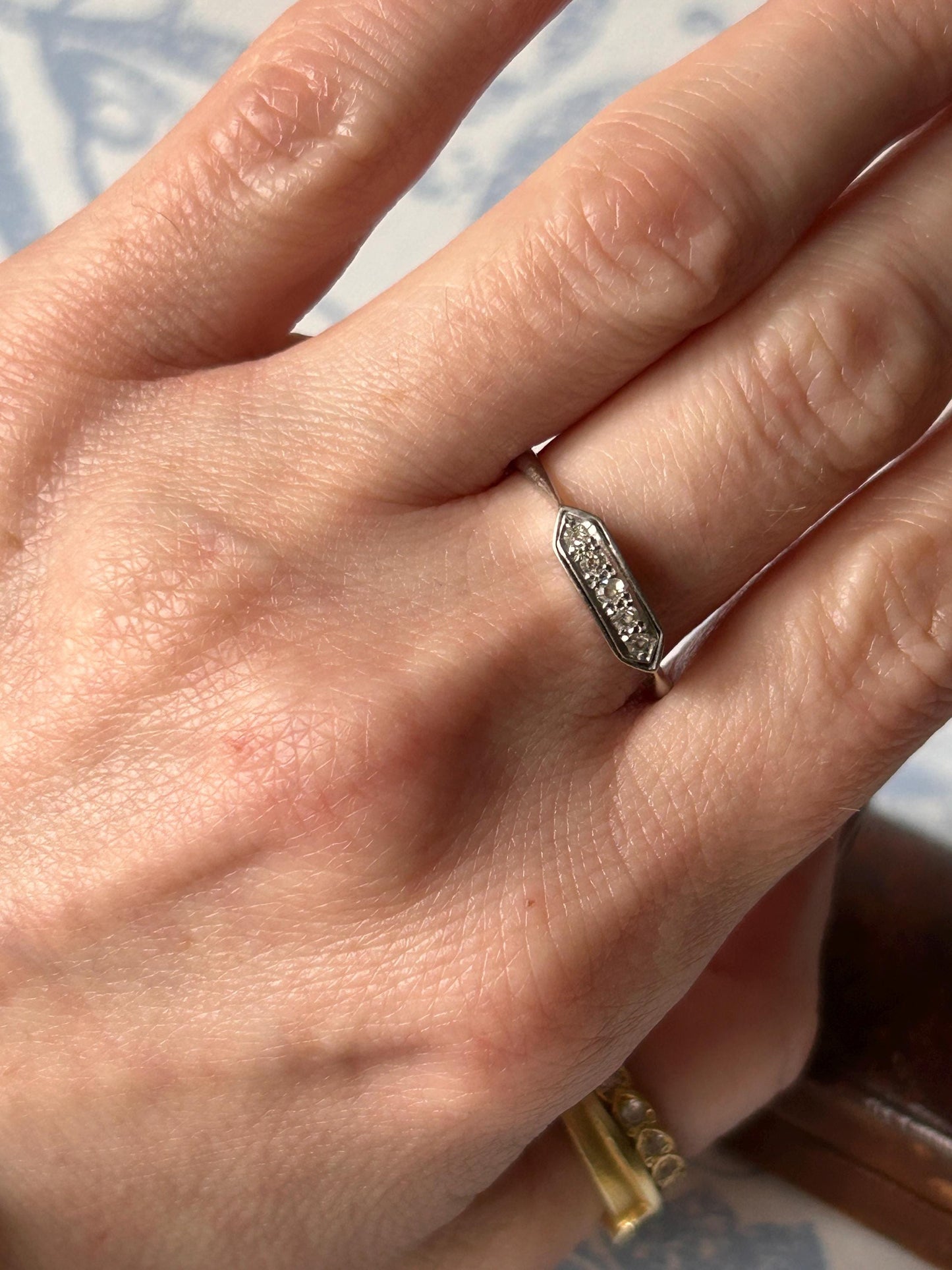 Genuine Art Deco 1920s White Gold and Platinum Diamond Ring, 18ct White Gold Antique Jewellery, Elegant Band, Jewelry for her, Stacking Ring