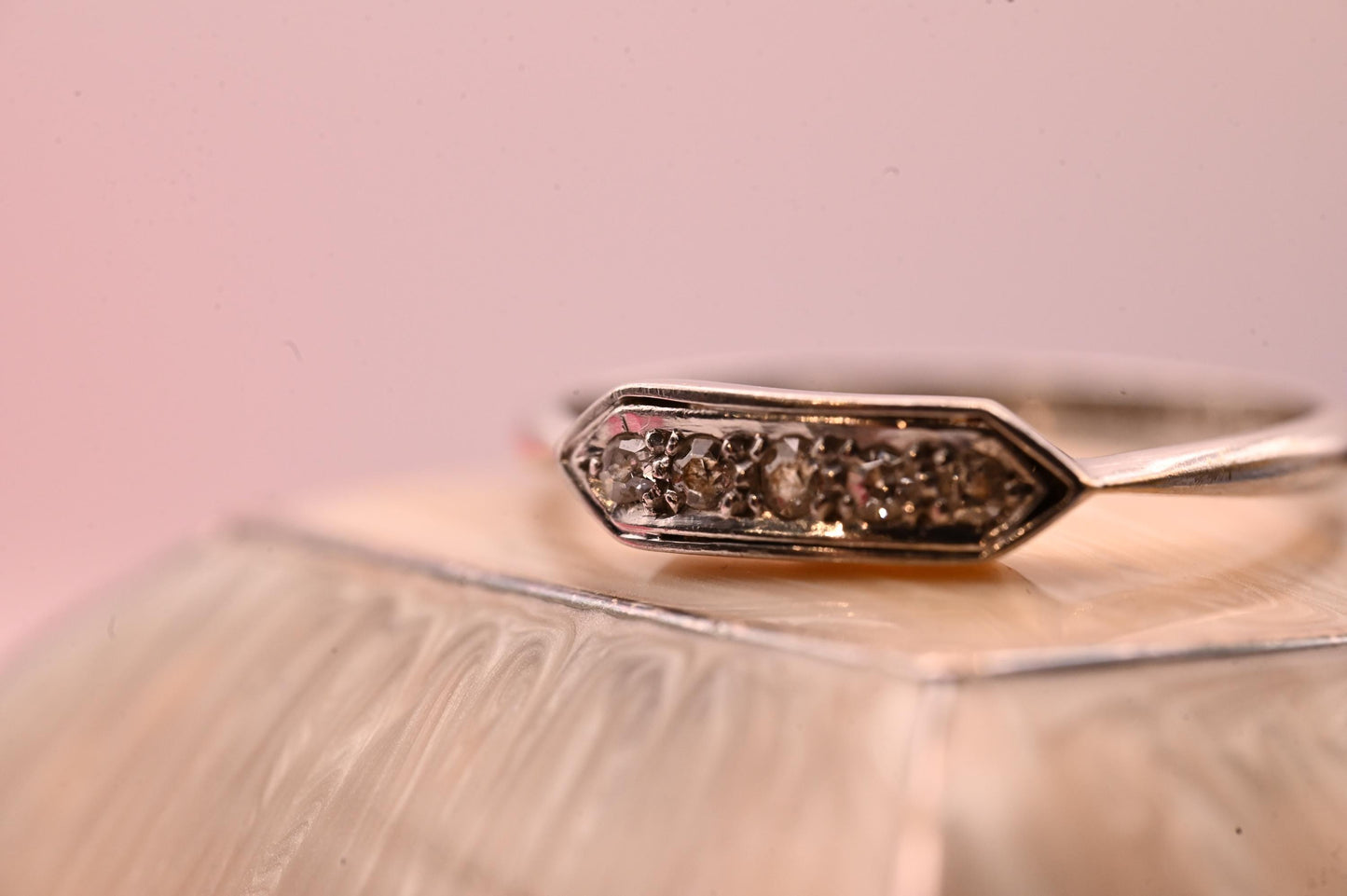 Genuine Art Deco 1920s White Gold and Platinum Diamond Ring, 18ct White Gold Antique Jewellery, Elegant Band, Jewelry for her, Stacking Ring