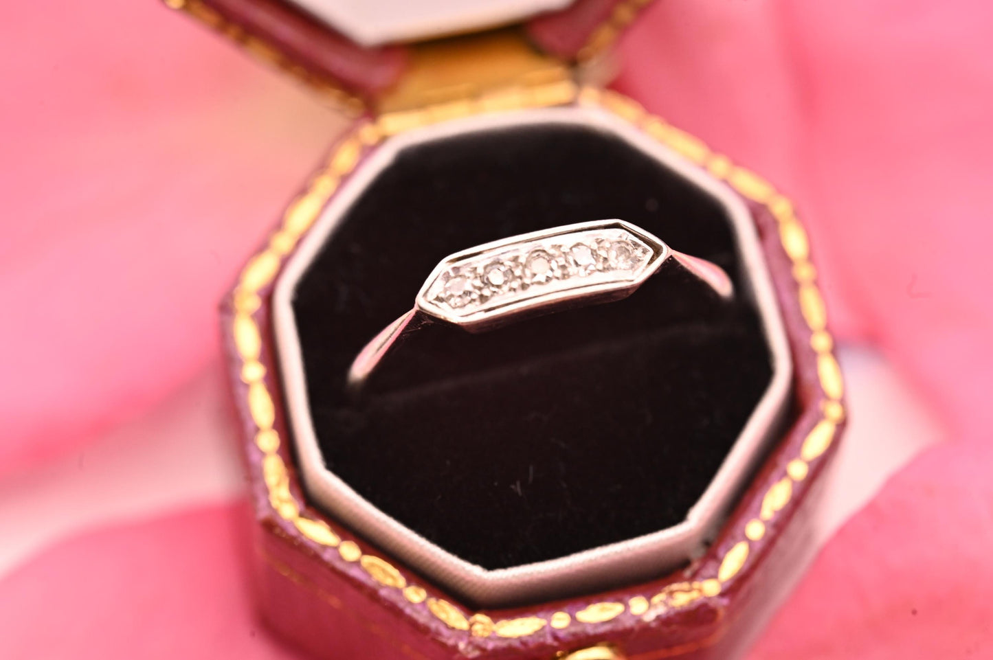 Genuine Art Deco 1920s White Gold and Platinum Diamond Ring, 18ct White Gold Antique Jewellery, Elegant Band, Jewelry for her, Stacking Ring