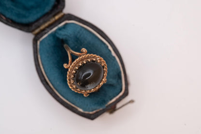 Vintage 9ct Rock Crystal Ring / Rope Border with ornate shoulders. Unusual Ring 9k 1960s Jewellery, UK: K / US 5.5