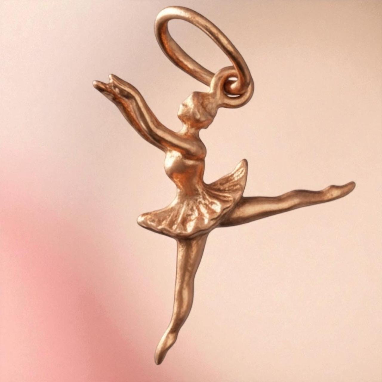 A Delightful Vintage 9ct Yellow Gold Dancing Ballerina Charm / Pendant 9k, Collectors Charm for Bracelet/Pendant 9k