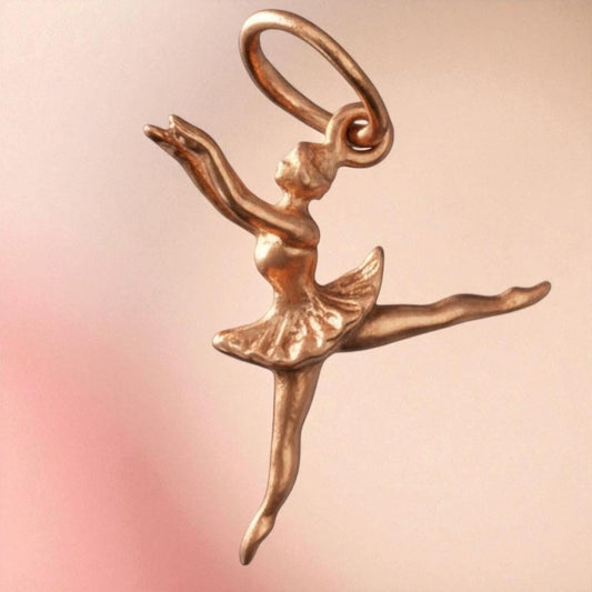 A Delightful Vintage 9ct Yellow Gold Dancing Ballerina Charm / Pendant 9k, Collectors Charm for Bracelet/Pendant 9k
