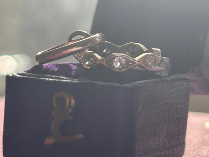 Vintage 9ct Gold Trio Ring Charm, Journey of Love Rings, Tiny 3 Ring Set Wedding Gift, Gold Engagement Gift Pendant Or Bracelet Charm