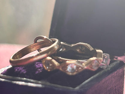 Vintage 9ct Gold Trio Ring Charm, Journey of Love Rings, Tiny 3 Ring Set Wedding Gift, Gold Engagement Gift Pendant Or Bracelet Charm