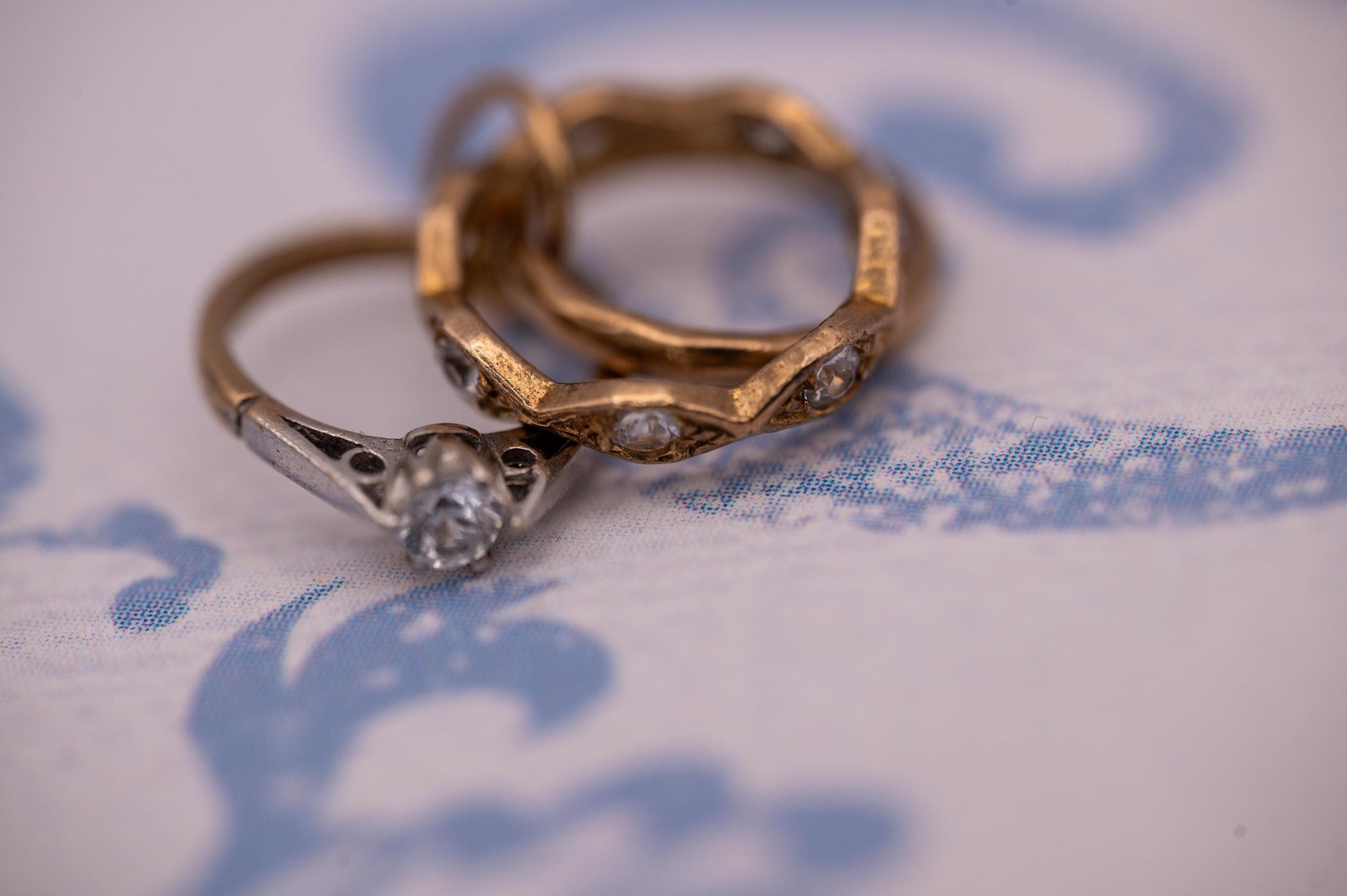 Vintage 9ct Gold Trio Ring Charm, Journey of Love Rings, Tiny 3 Ring Set Wedding Gift, Gold Engagement Gift Pendant Or Bracelet Charm