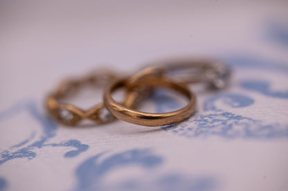 Vintage 9ct Gold Trio Ring Charm, Journey of Love Rings, Tiny 3 Ring Set Wedding Gift, Gold Engagement Gift Pendant Or Bracelet Charm