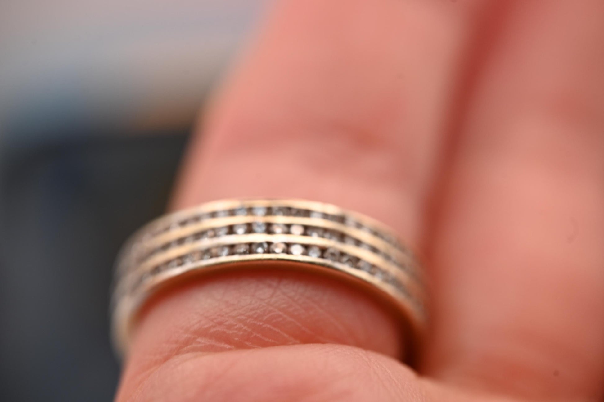 Vintage 18ct 750 Eternity Ring - Pave Real Diamonds White Gold Full Eternity Band / Stacking Ring, Unusual Wedding Band Size O / 7.5