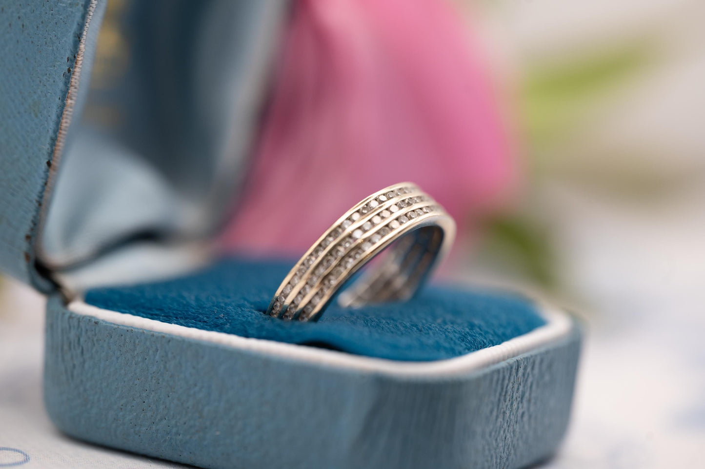 Vintage 18ct 750 Eternity Ring - Pave Real Diamonds White Gold Full Eternity Band / Stacking Ring, Unusual Wedding Band Size O / 7.5