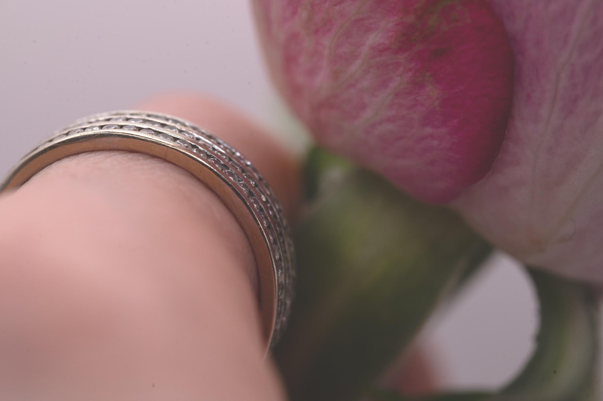 Vintage 18ct 750 Eternity Ring - Pave Real Diamonds White Gold Full Eternity Band / Stacking Ring, Unusual Wedding Band Size O / 7.5