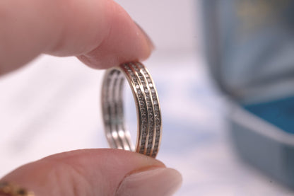 Vintage 18ct 750 Eternity Ring - Pave Real Diamonds White Gold Full Eternity Band / Stacking Ring, Unusual Wedding Band Size O / 7.5