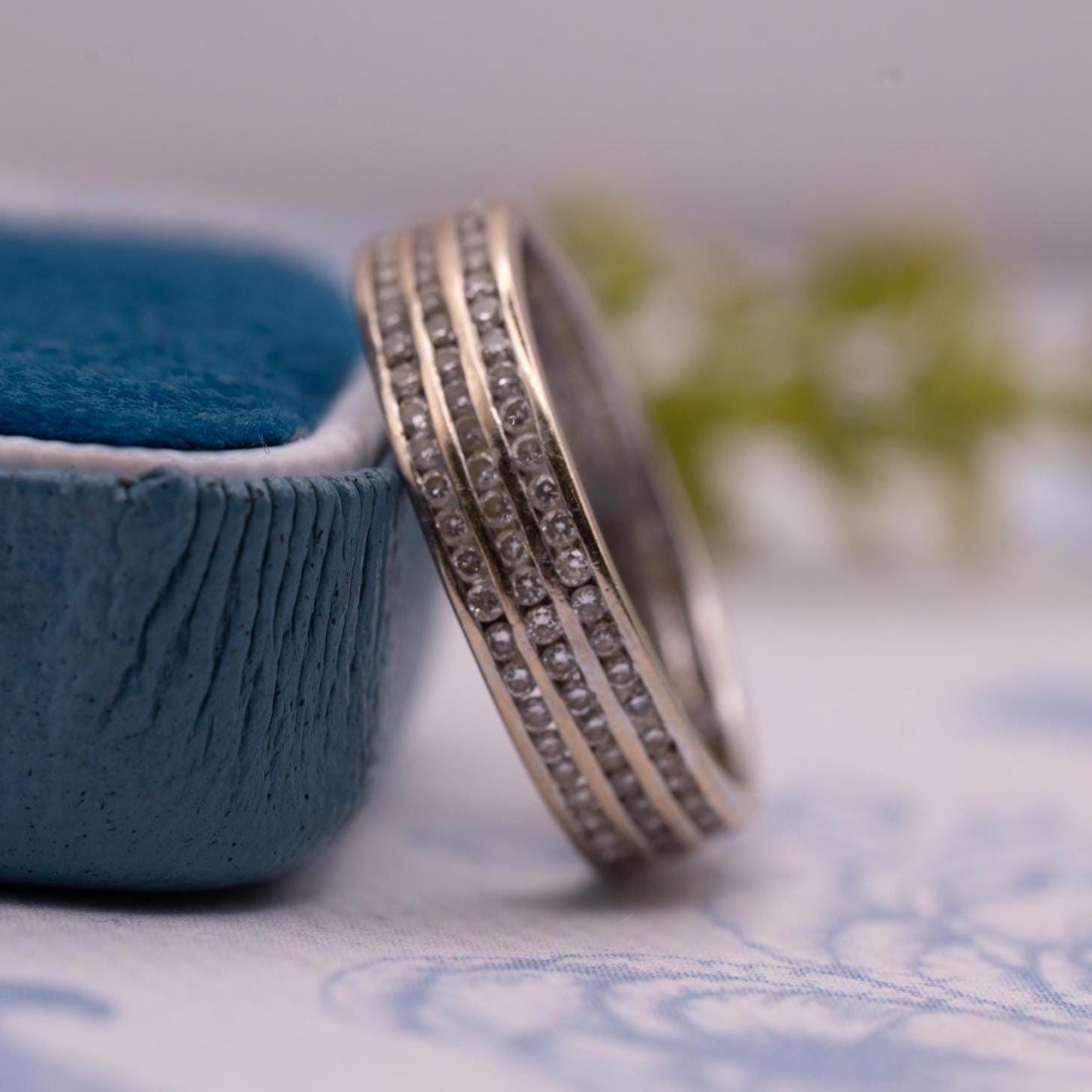 Vintage 18ct 750 Eternity Ring - Pave Real Diamonds White Gold Full Eternity Band / Stacking Ring, Unusual Wedding Band Size O / 7.5