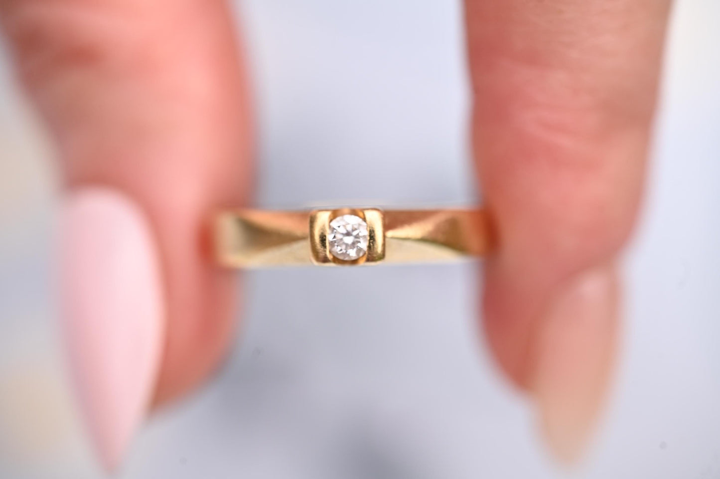 Vintage 18ct Gold Diamond Engagement Ring, Unusual hallmarked Genuine Diamond Ring, Promise Jewelry, Size UK N / US 7