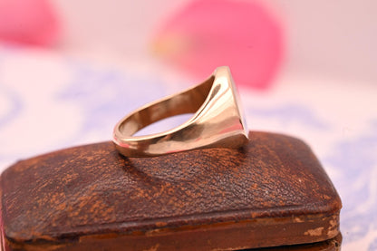 Vintage Heavy Signet Mens Ring 9ct Gold, Chunky Oval Plain Signet Classic Ring 9k, Estate Jewelry for Him - Size UK W / US 11