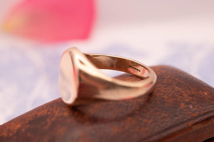 Vintage Heavy Signet Mens Ring 9ct Gold, Chunky Oval Plain Signet Classic Ring 9k, Estate Jewelry for Him - Size UK W / US 11